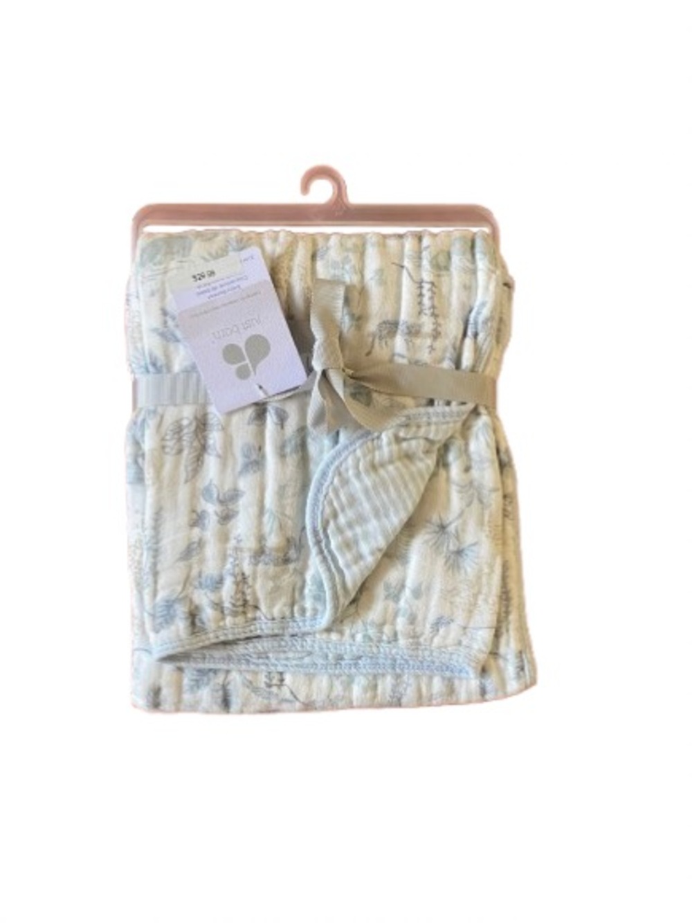 Just Born Deluxe Muslin Baby Blanket - Floral Pale Blue - New with Tags